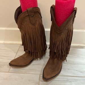 Liberty Black 8.5 Western Fringe Boots in Excellent Condition